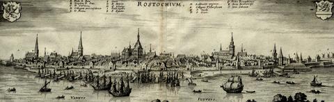 Rostock omstreeks 1650. Bron: H.P. Haack